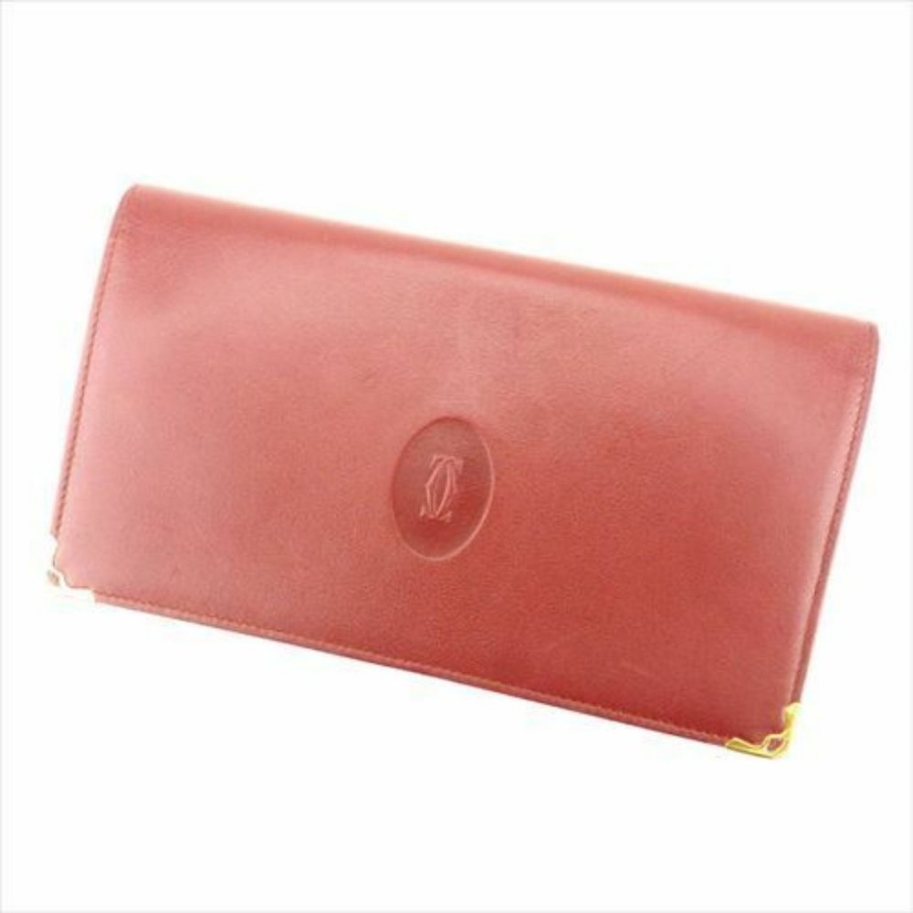 Cartier Wallet Purse Coin purse Mastline Red leather Woman Authentic Used Q501